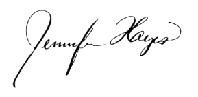 Signature, Jennifer Hayes